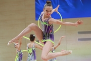 Gymnast during an exercise with hoops