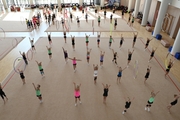 Gymnasts from the Amur Tiger society  during training at the Academy