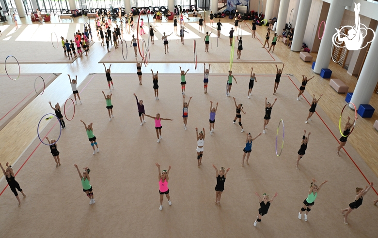 Gymnasts from the Amur Tiger society  during training at the Academy