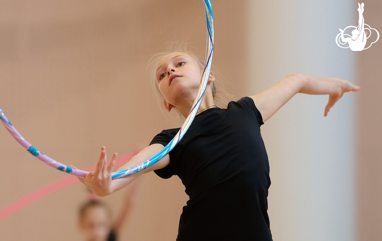 Sofia Smirnova during an exercise with a hoop