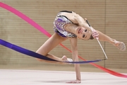 Gymnast during an exercise with a ribbon