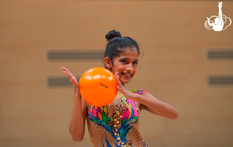 Gymnast Avani Nitesh Kadam during a control training session