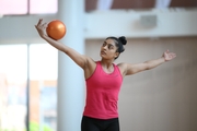 Gymnast Kimaya Karle during training