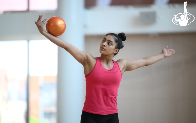 Gymnast Kimaya Karle during training
