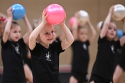 Young gymnasts during rehearsal of the competition opening