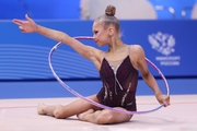 Eva Kononova during an exercise with a hoop