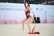 Arina Kovshova during exercise with ribbon