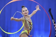 Anastasia Vlasenko during an exercise with a ribbon