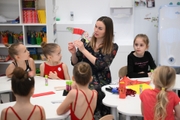 Preschoolers and their teacher during a class dedicated to the Chinese New Year